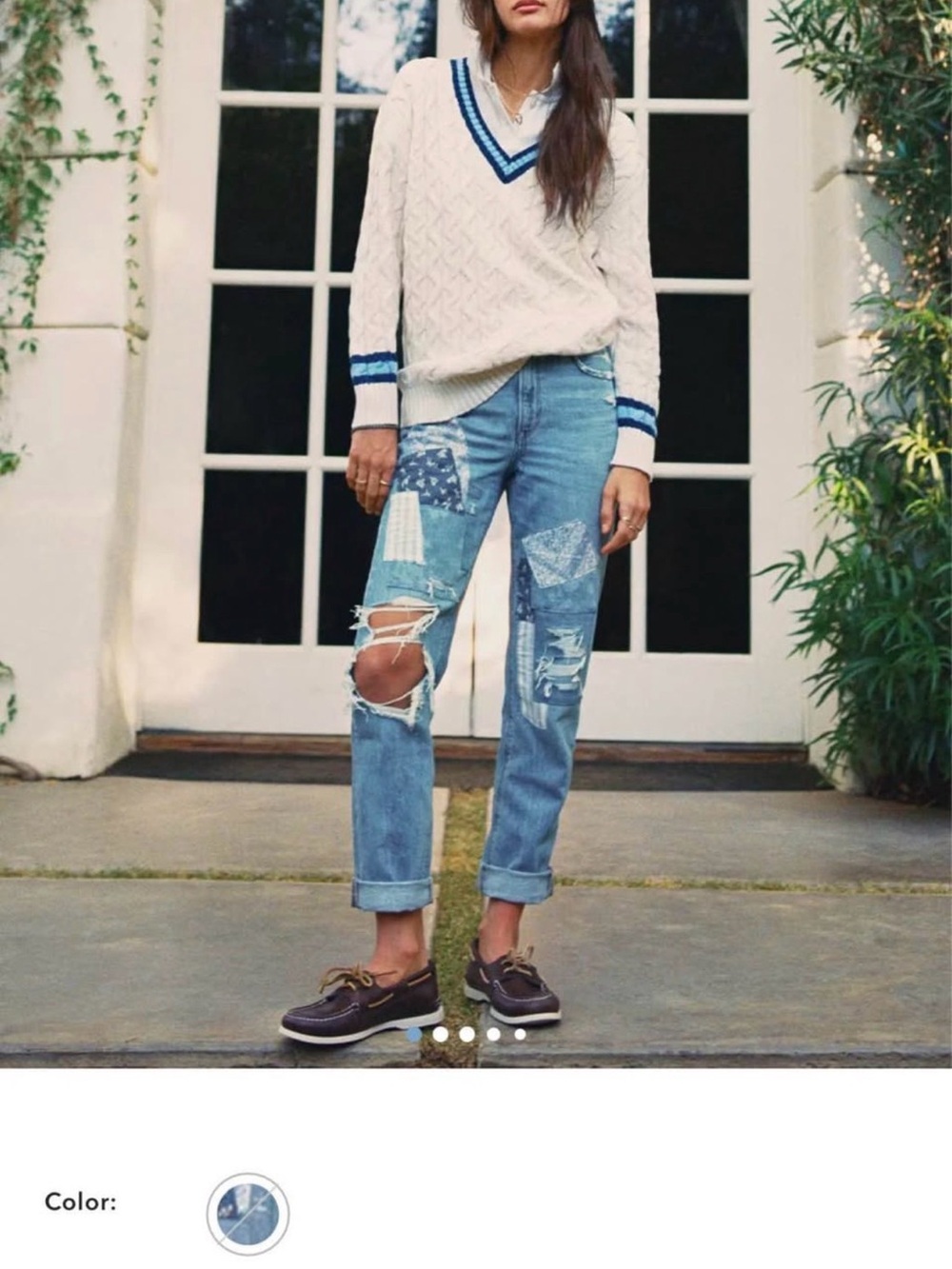 Distressed Patchwork Light Blue Women’s Jeans